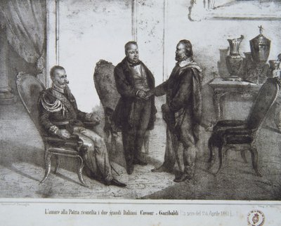 Concílio entre Garibaldi e Cavour em 24 de abril de 1861 de Italian School