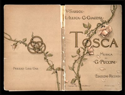 Capa, Libretto de Tosca por Giacomo Puccini, Edizione Ricordi, Itália de Italian School