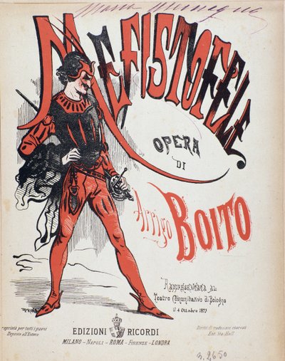 Capa de partitura musical de Mefistofele opera de Arrigo (Enrico) Boito de Italian School