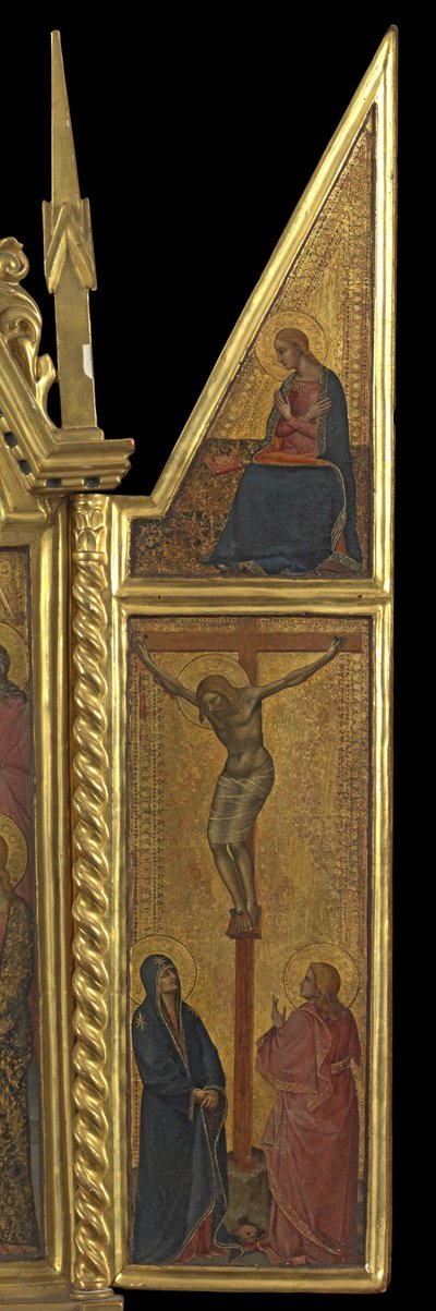 Crucificação com a Virgem da Anunciação - acima (painel direito), c.1330-70 (têmpera no painel) de Italian School