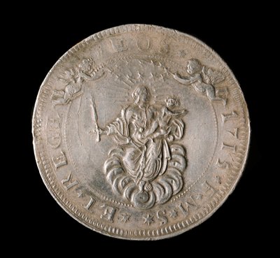 Moeda da República de Genes: moeda de prata de seis ecus. Diam. 61,5 mm. 1715. Frente. Genes Musei di Strada Nuova (inv, M7156) de Italian School