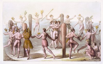 Danças dos Habitantes Nativos da Virgínia, c.1820 de Italian School