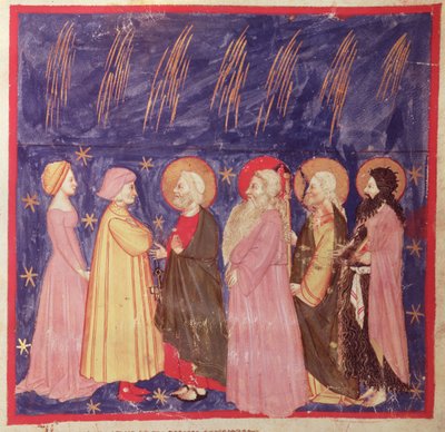 Dante e Beatrice com os Santos do Paraíso, da divina comédia de Dante Alighieri (1265-1321) de Italian School