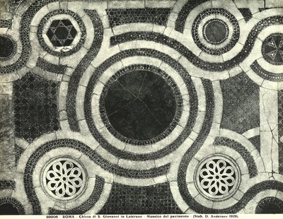 Pormenor do andar Cosmatesco da Basílica de San Giovanni em Laterano, Roma (mosaico) de Italian School