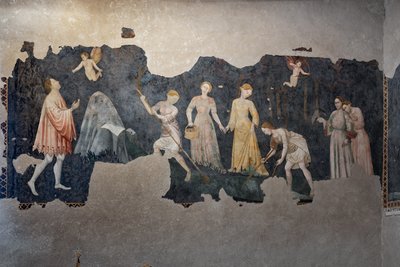 Detalhe dos afrescos, Câmara Pinta (Sala Pintada) de Italian School