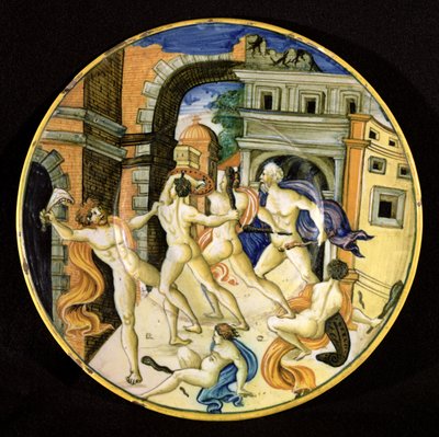 Prato representando Sansão e os filisteus, Pesaro Workshop (cerâmica) de Italian School