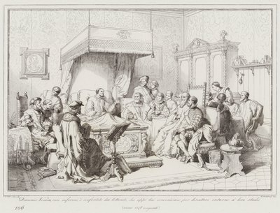 Domenico Veniero, doente e confortado pelos homens de letras, que concordaram com ele para (gravura) de Italian School