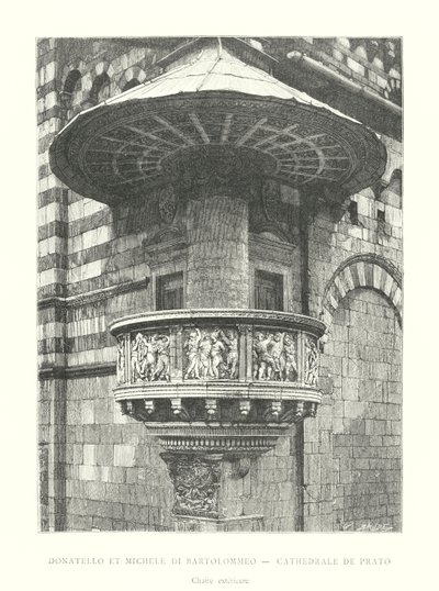 Donatello et Michele di Bartolommeo, Cathedrale de Prato, Chaire exterieure (gravura) de Italian School