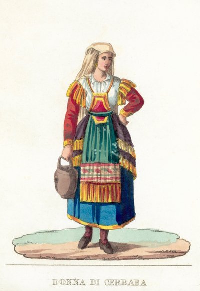 Donna Di Cerbara (gravura colorida) de Italian School