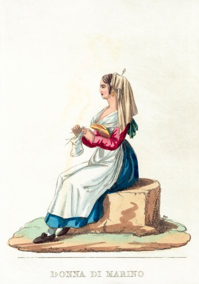 Donna Di Marino (gravura colorida) de Italian School