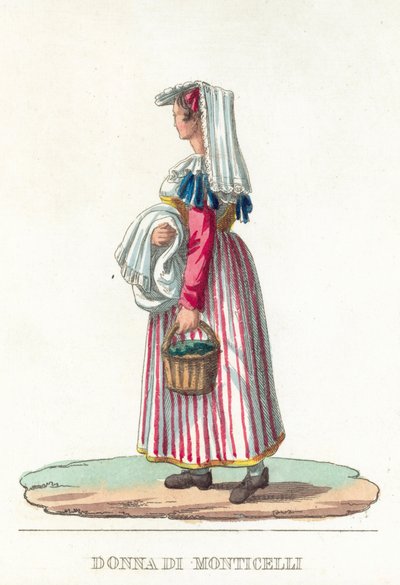 Donna Di Monticelli (gravura a cores) de Italian School