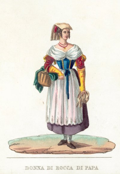 Mulher de Rocca Di Papa (gravura a cores) de Italian School