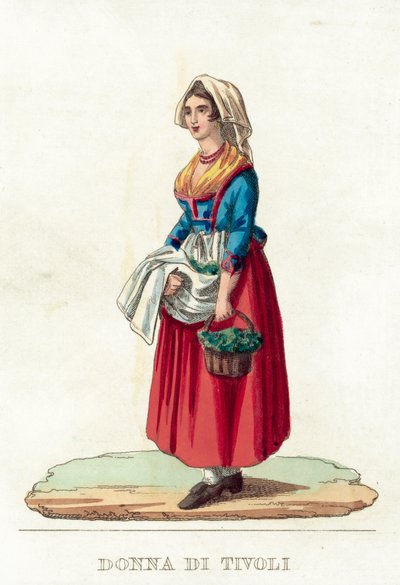 Mulher do Tivoli (gravura colorida) de Italian School