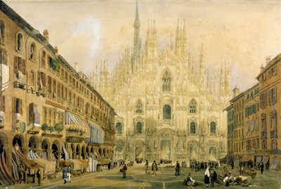 Praça Duomo e Catedral em Milão. 1811. de Italian School