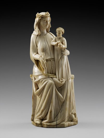 Madona e o Menino entronizados, c.1350-1375 (marfim com vestígios de policromia) de Italian School