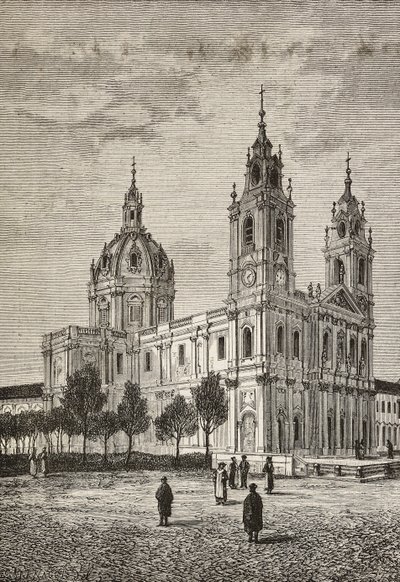 Basílica da Estrela, Lisboa, Portugal, gravura de L