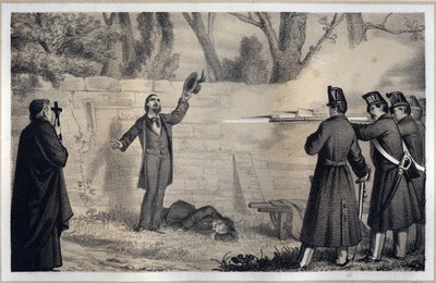 Execução dos Irmãos Bandiera (patriotas italianos, Attilio e Emilio Bandiera de Italian School