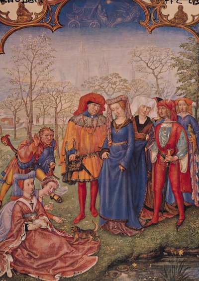 F.4v Mês de Abril: Uma Procissão de Casamento, de Brevarium Grimani de Italian School