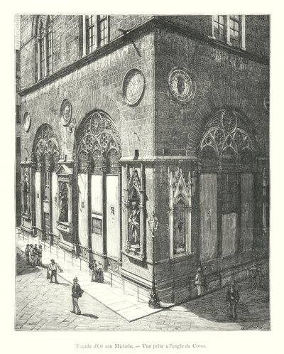 Fachada dourada de San Michele, vista da esquina do Corso (gravura) de Italian School