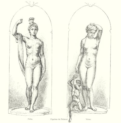 Figurines du Piedestal, Pallas, Venus (gravura) de Italian School