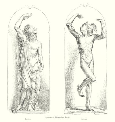 Figuras do Piedestal de Persee, Júpiter, Mercúrio (gravura) de Italian School