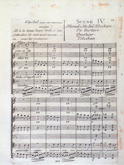 Primeira página de Sheet music of Lodoiska (cena 4), ópera de Luigi Cherubini de Italian School