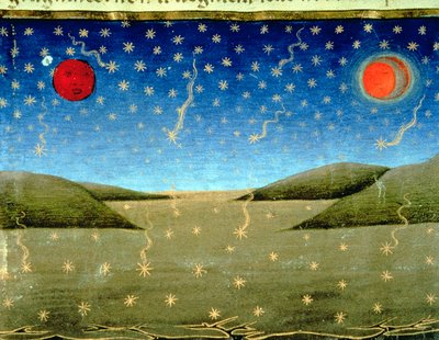 Fol.149va O Juízo Final: As estrelas caem e tudo está virado de cabeça para baixo (velino) de Italian School