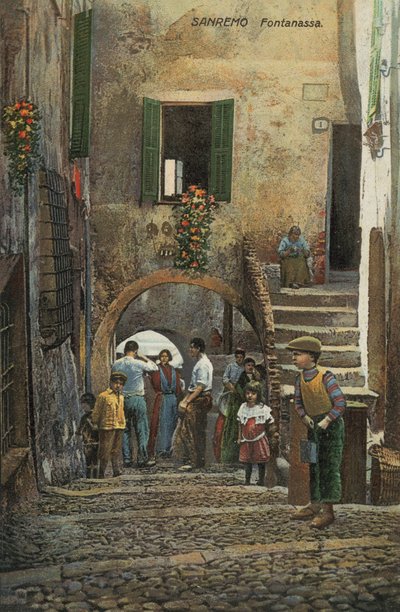 Fontanassa, San Remo, Itália (litografia a cores) de Italian School