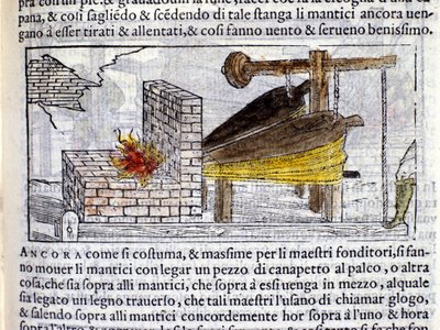 Forja - na "Pirotecnia" de Biringuccio de Italian School