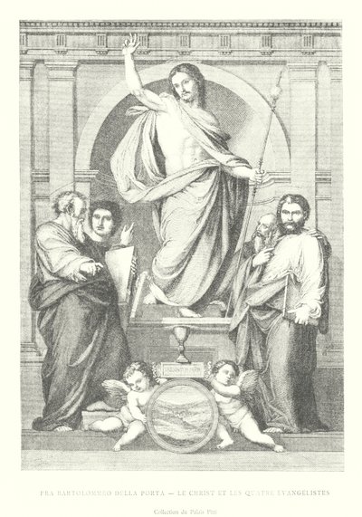 Fratolommeo della Porta, Cristo e os Quatro Evangelistas, Coleção Pitti Palace (gravura) de Italian School
