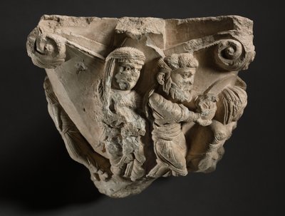 Fragmento de uma capital com cenas da infância de Maria, oficina da Catedral de Monopoli, início dos anos 1100 de Italian School