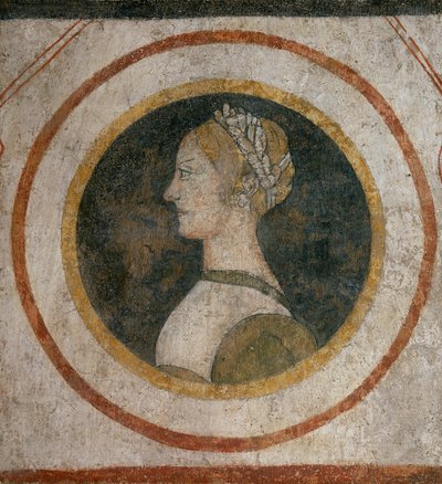 Fresco de uma mulher da família Vismara, anteriormente na Casa Vismara em Legnano de Italian School