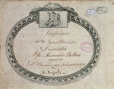 Detalhe de Frontispício de "Sinfonia em E flat major: dedicada à memória de Bellini" de Gaetano Donizetti (1797-1848). de Italian School
