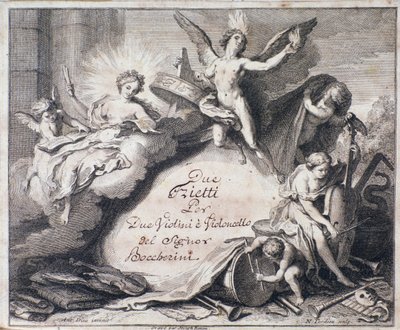Frontispício da partitura de Dois trietti para dois violinos e violoncelo de Luigi Boccherini de Italian School