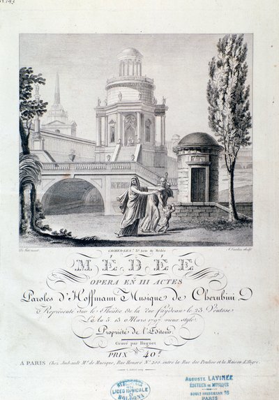 Frontispício da partitura de Medéia (cena 3), ópera de Luigi Cherubini de Italian School