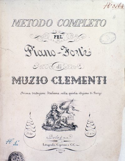 Frontispício do livro de texto, Método Completo para o Piano de Muzio Clementi de Italian School