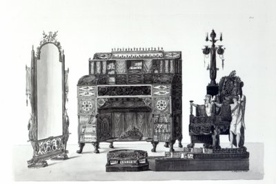 Móveis em estilo grego de Decorações Arquitetônicas de Gaetano Landi, gravado por G. DArgenzio, 1810 de Italian School