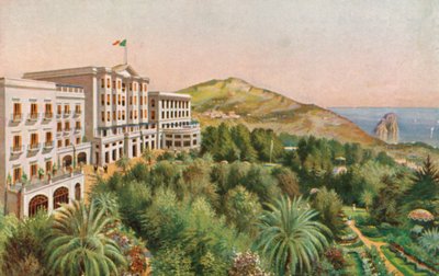 Grand Hotel Quisisana, Capri, Itália (litografia a cores) de Italian School