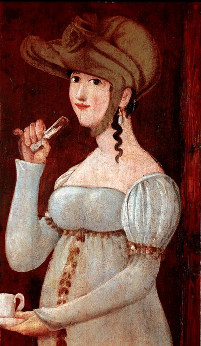 Chocolate artesanal: degustação. Pintura anónima de signo. 1875-1900 Milão, museo di Milano de Italian School