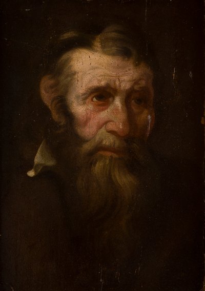 Head Sketch of a Man (óleo sobre papel colocado no painel) de Italian School