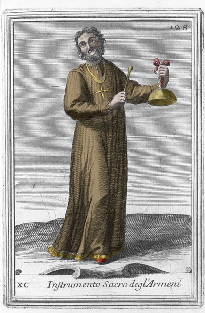 Santo instrumento arménio: instrumento musical semelhante a um sino. Gravura de "Gabinetto Armonico pieno d