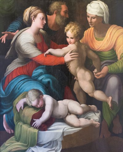 Santa família com Santa Isabel e São Giovannino de Italian School