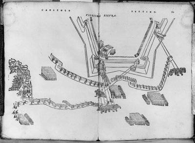 Como ajustar os postos de tiro e como escolher o ângulo das paredes, ilustração de Opera nuova di fortificare por Girolamo Cataneo Novarese (fl. C.1540-84) Brescia, 1564 de Italian School