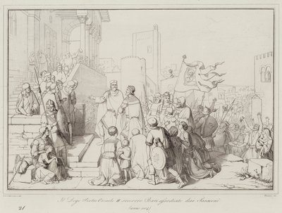 O Doge Pietro Orseolo II resgata Bari sitiado pelos sarracenos de Italian School