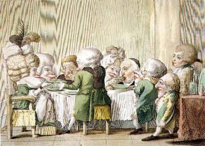 "Il Pranzo" (O Almoço), pub. meados do século XVIII, Florença (cor litho) de Italian School
