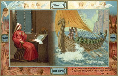 Ilustração para A Divina Comédia de Dante (litografia a cores) de Italian School