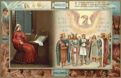 Ilustração para A Divina Comédia de Dante (litografia a cores) de Italian School