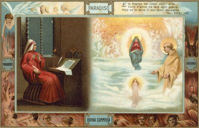 Ilustração para A Divina Comédia de Dante (litografia a cores) de Italian School