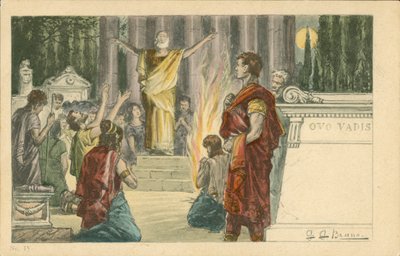 Ilustração para o romance Quo Vadis de Henryk Sienkiewicz (litografia a cores) de Italian School