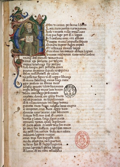 Incipit de Laudae. Século XV (Manuscrito iluminado) de Italian School